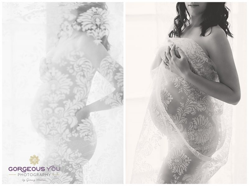 Black and white lace, artistic pregnancy boudoir shoot | Gorgeous You Photography | Surrey | North Yorkshire