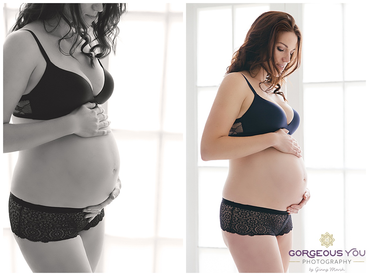 Pregnancy Boudoir shoot - white floral set | Gorgeous You Photography