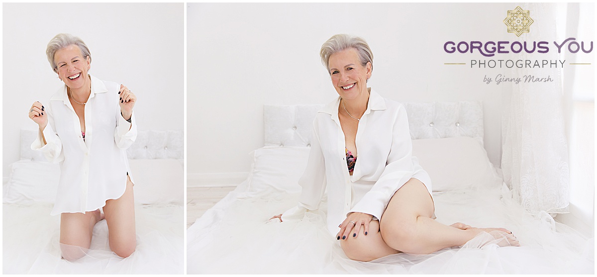 Jan's empowering photoshoot | wearing a white shirt | Gorgeous You Photography