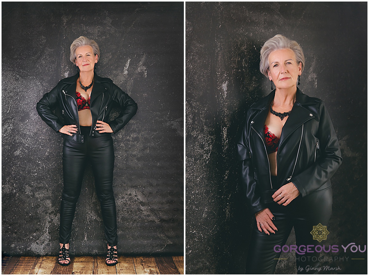 Jan's empowering photoshoot | Black leather jacket | Gorgeous You Photography
